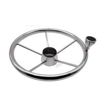 5 Spoke Stainless Steel Steering Wheel With Knob Compatible With Marine Boats Mirror Polished(11.5inch)