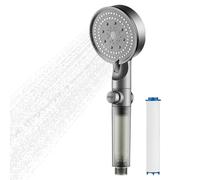 5-Spray Handheld Showerhead with 2 Long-Lasting Filter Cartridges, High Pressure Filter Shower Head with On/Off Hold Function for Water Saving, Powerful Spray for Low Flow, Easy Installation