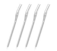 5" Stainless Steel Pickle Fork -12.9 cm Olive, Dessert & Appetizer Fork, 2-Tine Long Handle for Seafood, Escargot & Salad - Dishwasher Safe, Set of 4