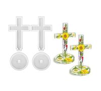 5'' Standing Cross Silicone Mold with Base, Crucifix Mold for Epoxy Resin, Epoxy Resin CastingMold for DIY Concrete Casting Clay Craft Wall Hanging Making Blessed Gifts Halloween (2set)