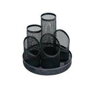 5 Star 5 Compartment Wire Mesh Desk Tidy Scratch Resistant Non-Marking Base Black 319612