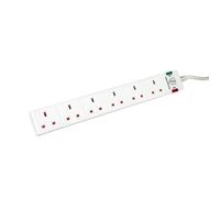 5 Star 6-Gang Surge Protection Extension Lead 2m White FS668151