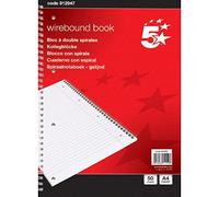 5 Star 912947 Notebook Wirebound 70gsm Ruled and Margin Perforated 50 Sheets, A4 [Pack of 10]