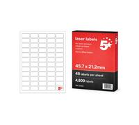 5 Star A4 Mini Sheet Labels 45.7x21.2mm Pack of 4800 FS679587