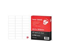 5 Star A4 Mini Sheet Labels 63.5x29.6mm Pack of 2700 FS679600