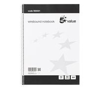 5 Star Spiral Notebook Ruled 60gsm 100 Page A4 Black/White (Pack of 10) 505331