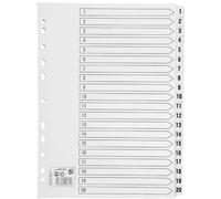 5 Star Office Index 1-20 Multipunched Mylar-reinforced Strip Tabs 160gsm A4 White