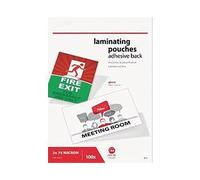 5 Star Adhesive Back Laminating Pouches Glossy 2x75 150 Micron A4 (Pack of 100)