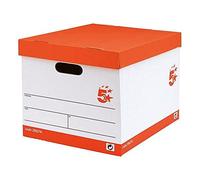 5 Star Archive Boxes with Lids and Handles (10 Pack), 321x392x291mm Red/White Storage Box Strong Cardboard Storage Solution