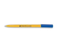 5 Star Office Ball Pen Yellow Barrel Fine 0.7mm Tip 0.3mm Line Blue (Pack of 50)