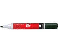 5 Star® Black Dry Wipe Whiteboard Marker Pen - 3mm Bullet Tip (Pack of 12)