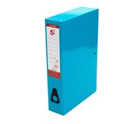 5 Star Box File Lock Spring with Ring Pull and Catch 75mm Spine Foolscap Blue [Pack 5] -FST