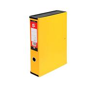 5 Star Box File Lock Spring with Ring Pull and Catch 75mm Spine Foolscap Yellow [Pack 5]