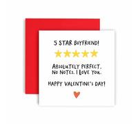 5 Star Boyfriend Absolutey Perfect, No Notes - I Love you Card - Valentine’s Anniversary Love - Valentine’s Anniversary Love - Card for Him Her - Blank Inside, 14.8 x 14.8 cm (5 Star Boyfriend)