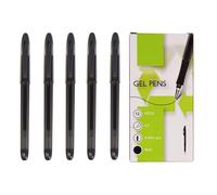 5 Star Branded 12 X Black Roller Gel Pens 0.7mm Tip with Rubber Grip & Visible Barrel