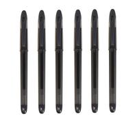 5 Star Branded 6 x Black Roller Gel Pens 0.7mm Tip with Rubber Grip & Visible Barrel