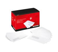 5 Star Mail Machine Envelopes Window Gummed 90gsm C5 White [Pack of 500]