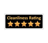5 Star Cleanliness Rating Sign, Self Adhesive Vinyl Sticker, 10cm x 4cm (1)