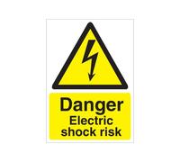 5 Star Danger Electric Shock Risk Sign Rigid Plastic A5 VW413SRPA5