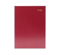 5 Star Desk Diary 2 Day Per Page A5 Burgundy 2026 KFA52BG26
