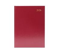 5 Star Desk Diary Day Per Page A5 Burgundy 2026 KFA51BG26
