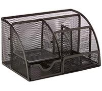 5 Star Desk Tidy Organiser 9 Compartments Desk Storage Organiser Pen Pot Mesh Metal Scratch Resistant & Non Marking Black