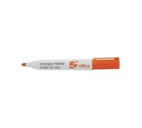5 Star Drywipe Marker Bullet Tip Xylene/Toluene-free 3mm Line Red (Pack of 12) 296131