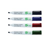 5 Star Drywipe Marker Chisel Tip 2-5mm Line Chlorine-free Assorted (Pack of 4) 938144