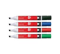 5 Star Drywipe Marker Chisel Tip Xylene/Toluene-free 2-5mm Line Wallet Assorted (Pack of 6) 938640