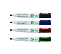 5 Star Drywipe Marker Chlorine-free Chisel Tip 2-5mm Line Assorted (Pack of 4)