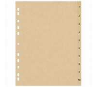 5 Star Eco A4 Numbered File Dividers 1 10 Recycled Buff Manilla 11 Hole