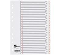 5 Star Elite A4 Premium Polypropylene Index Dividers Numbered 1 31 White Tabs With Red Text