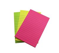 Fivestar 5 Star Extra Sticky Pads 70Gsm 3 Neon Assorted Colours Yellow Pink & Green 90 Sheets 150X101mm Pack 3