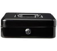 5 Star Facilities Cash Box with 5-compartment Tray Steel Spring Lock 8 Inch, Black