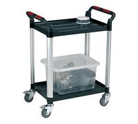 Barton 2 Shelf Standard Plastic Trolley Silver and Black - WHTT2SS