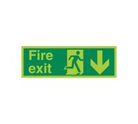 5 Star Fire Exit Run Man Arrow Down Sign Vinyl 150x450 VPSP124SAV4515