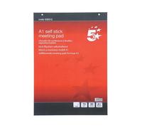 5 Star Office Flipchart Pad Self-adhesive 70gsm 30 Sheets A1 [Pack 2]