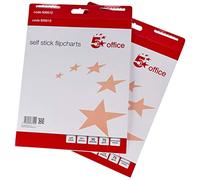 5 Star Flipchart Pad Self-adhesive 80gsm 30 Sheets A1 White [Pack 2]