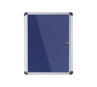 5 Star Glazed Noticeboard with Swing Door Locking Aluminium Frame Blue Felt 900x1200mm 937645
