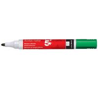 5 Star Green Dry Wipe Whiteboard Marker Pen - 3mm Bullet Tip (Pack of 12), 296158-12