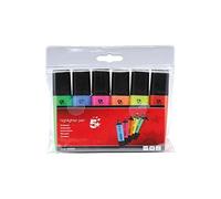 5 Star Highlighters Chisel Tip 1-4mm Line Assorted [Wallet 6], Blue/Green/Orange/Pink/Red/Yellow
