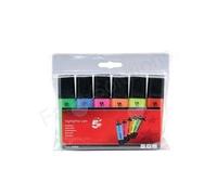 5 Star Highlighters Chisel Tip 1-5mm Line Assorted [Wallet 6]