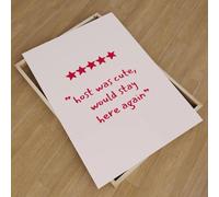 5-Star Host Review Quote Wall Art Print, Pink Text on White Background, Guest Room Decor, Home Accessories, Girly Wall Prints