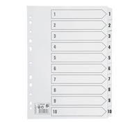 5 Star Office Index 150gsm Card with Clear Mylar Tabs 1-10 A4 White