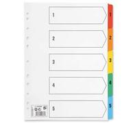5 Star Index 150gsm Card with Coloured Mylar Tabs 1-5 A4 White (UK Quantity 5)