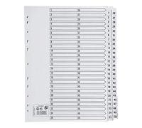 5 Star Index 230 micron Card with Clear Mylar Tabs 1-50 A4 White