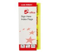 5 Star Office Sign Here Index Flags Tab Red Arrow 46x25mm (Pack of 5)