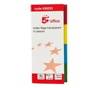5 Star Office Index Flag Transparent Four Colour (Pack of 5)