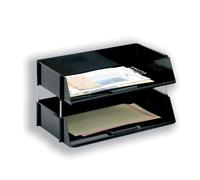 5 Star Letter Tray Wide Entry High-Impact Polystyrene Stackable Black+ Free Finchley Refill Pen (2)