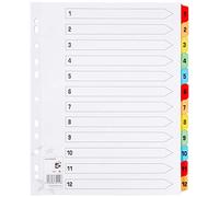 5 Star Maxi Index Extra-wide 230 micron Card with Coloured Mylar Tabs 1-12 A4 White
